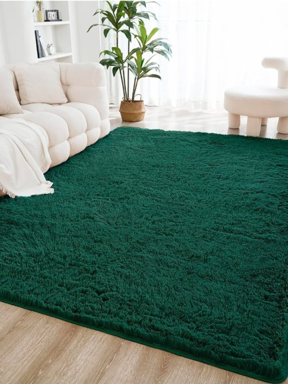 NEW 8x10 Shag Area Rug for Living Room Bedroom Emerald Dark Green High Pile